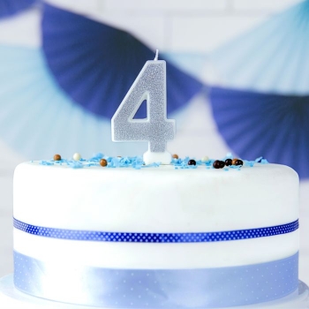 Number Candle - 4 - Silver